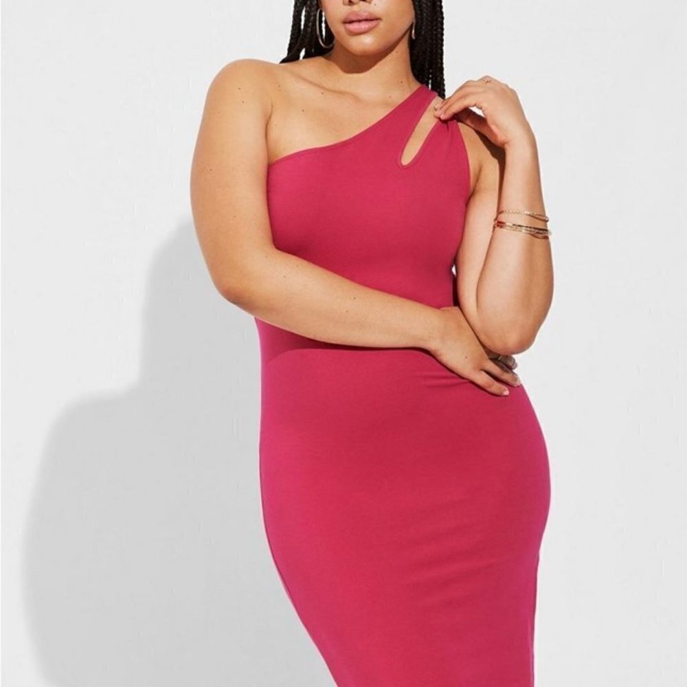Torrid - Mini Foxy Bodycon One Shoulder Dress in "Cherries Jubilee"​​​​​​​​​​​